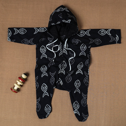 Cotton Handmade Baby Full Sleeves Long Romper/Sleepsuit (0-6 Months)