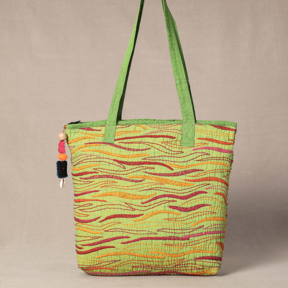 kantha work tote bag