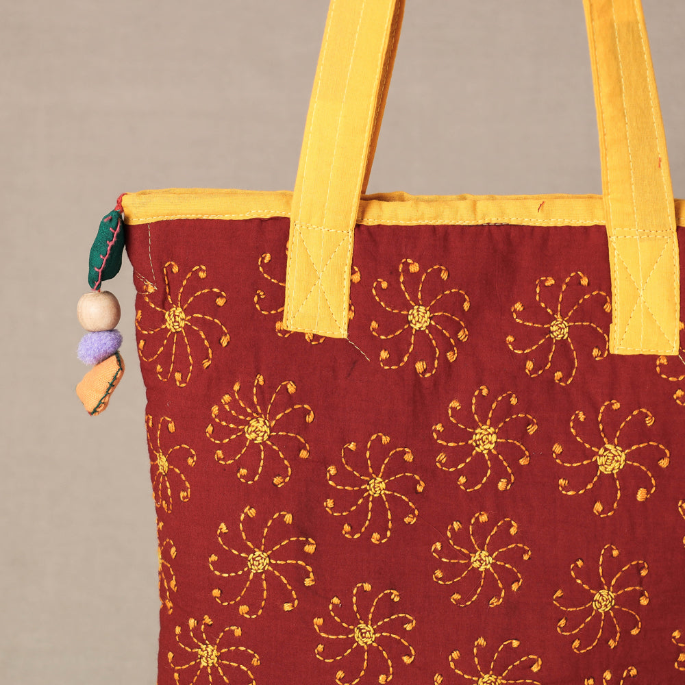 kantha work tote bag