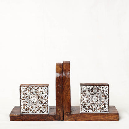 Hand Carved Natural Sheesham Wood Bookend