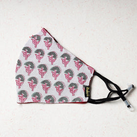  Sanganeri Block Printed Cotton Snug Fit Face Cover 