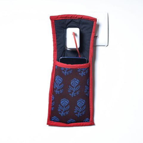 Brown Handmade Cotton Fabric Mobile Charging Holder 
