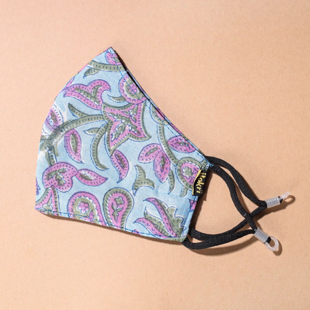  Sanganeri Block Print Cotton 3 Layer Snug Fit Face Cover 