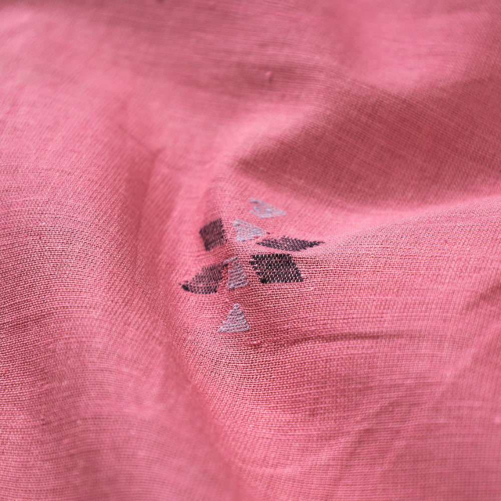 Pink Godavari Jamdani Buti Pure Handloom Cotton Fabric 