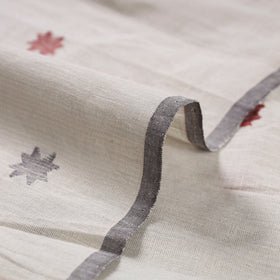 White Godavari Jamdani Buti Pure Handloom Cotton Fabric 
