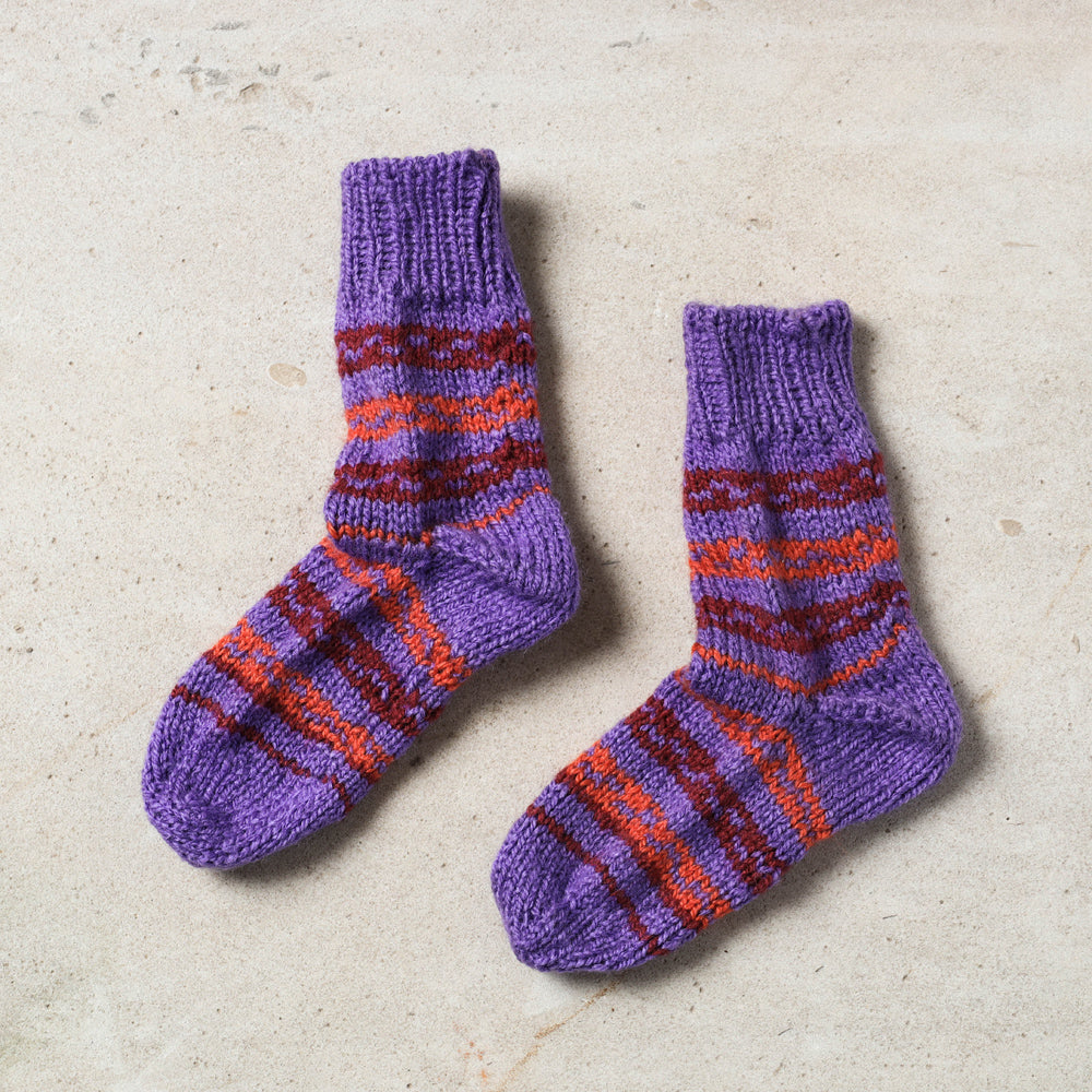 Purple - Kumaun Hand-knitted Woolen Socks - Kids