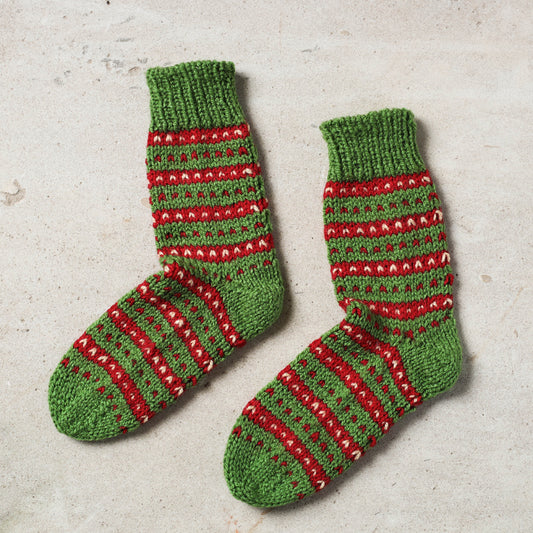 Green - Kumaun Hand-knitted Woolen Socks - Kids
