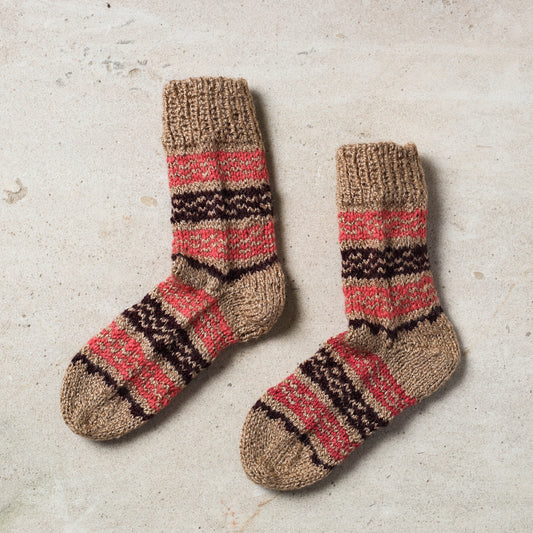 Brown - Kumaun Hand-knitted Woolen Socks - Kids