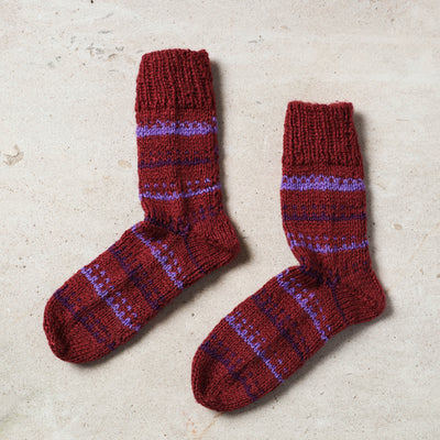 Brown - Kumaun Hand-knitted Woolen Socks - Kids