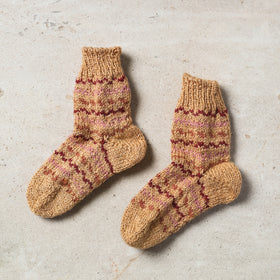 Beige Kumaun Hand Knitted Woolen Socks - Kids