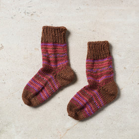  Multicolor Kumaun Hand Knitted Woolen Socks - Kids
