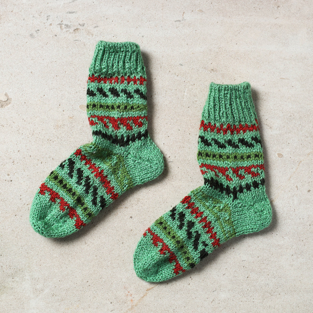  Green Kumaun Hand Knitted Woolen Socks - Kids
