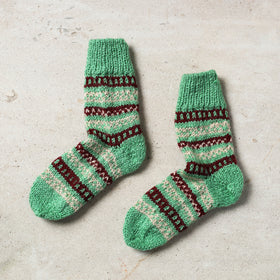  Green Kumaun Hand Knitted Woolen Socks - Kids