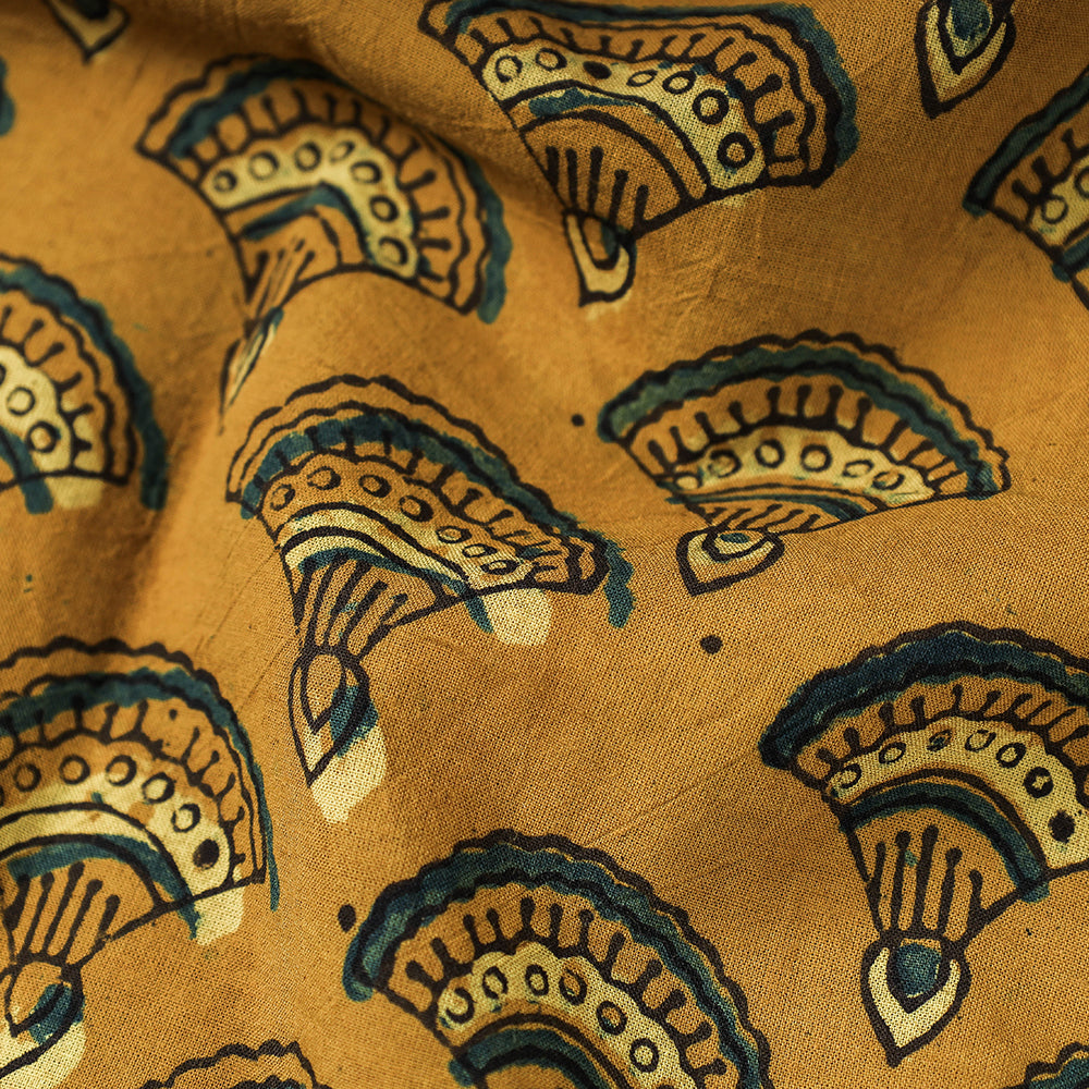 Munsell Yellow Ajrakh Hand Block Printed Natural Dyed Cotton Fabric