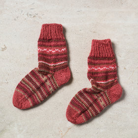  Red Kumaun Hand Knitted Woolen Socks - Kids