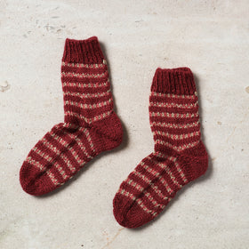  Maroon Kumaun Hand Knitted Woolen Socks - Kids