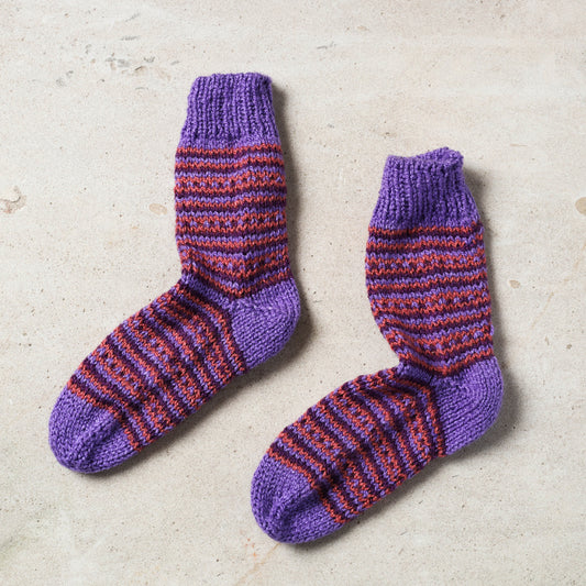 Purple - Kumaun Hand-knitted Woolen Socks - Kids