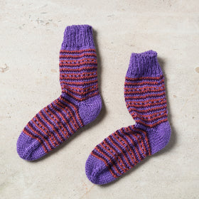  Purple Kumaun Hand Knitted Woolen Socks - Kids
