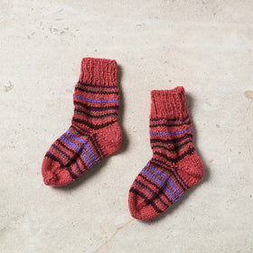  Multicolor Kumaun Hand Knitted Woolen Socks - Kids
