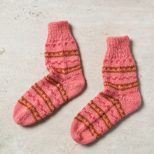 Peach - Kumaun Hand knitted Woolen Socks