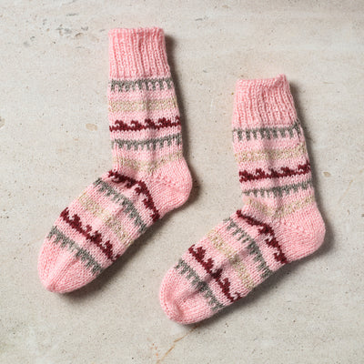Peach - Kumaun Hand knitted Woolen Socks