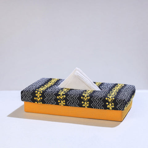 Yellow Bengal Kantha Work Handcrafted Tissue Box 