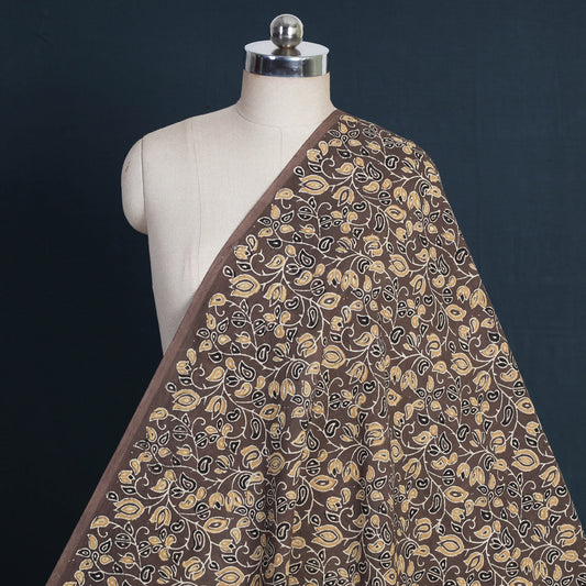 Yellow Jaal On Brown Ajrakh Natural Dyed Hand Block Prints Cotton Fabric