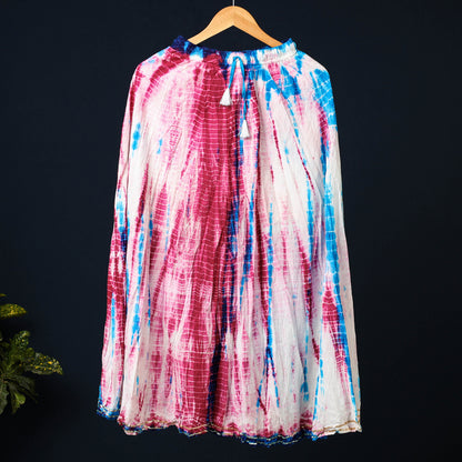 Pink - Shibori Tie-Dye Cotton Long Skirt