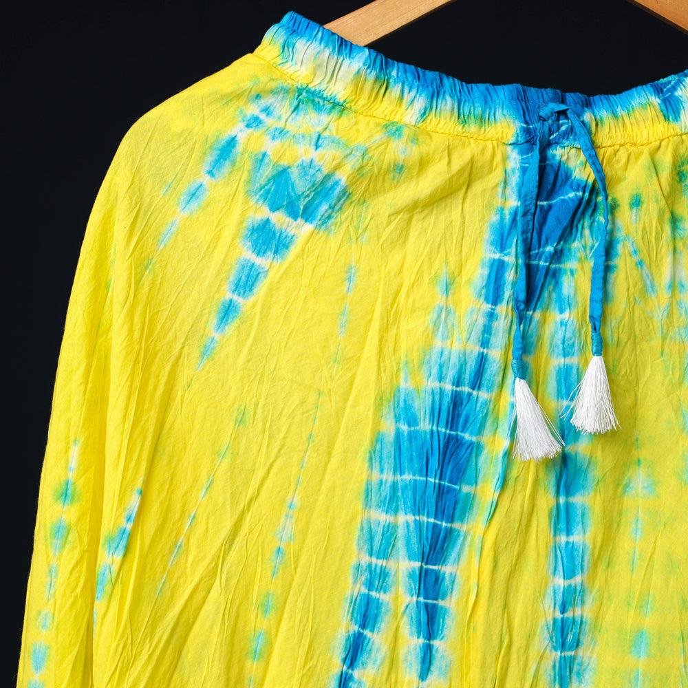 Yellow - Shibori Tie-Dye Cotton Long Skirt
