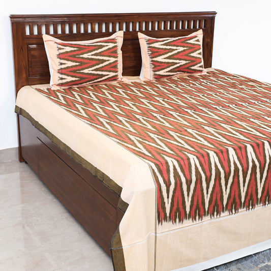 Multicolor - Pochampally Ikat Weave Cotton Double Bedcover with Pillow Covers (105 x 88 in)