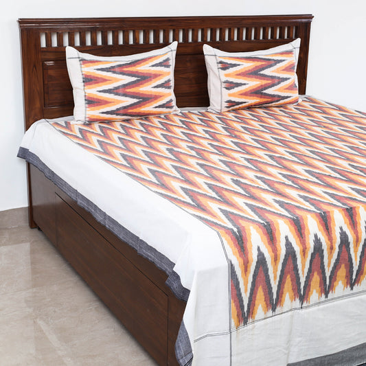 Multicolor - Pochampally Ikat Weave Cotton Double Bedcover with Pillow Covers (105 x 88 in)