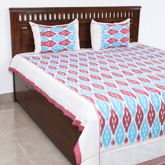 Multicolor - Ikat Weave Cotton Double Bedcover with Pillow Covers (105 x 88 in)