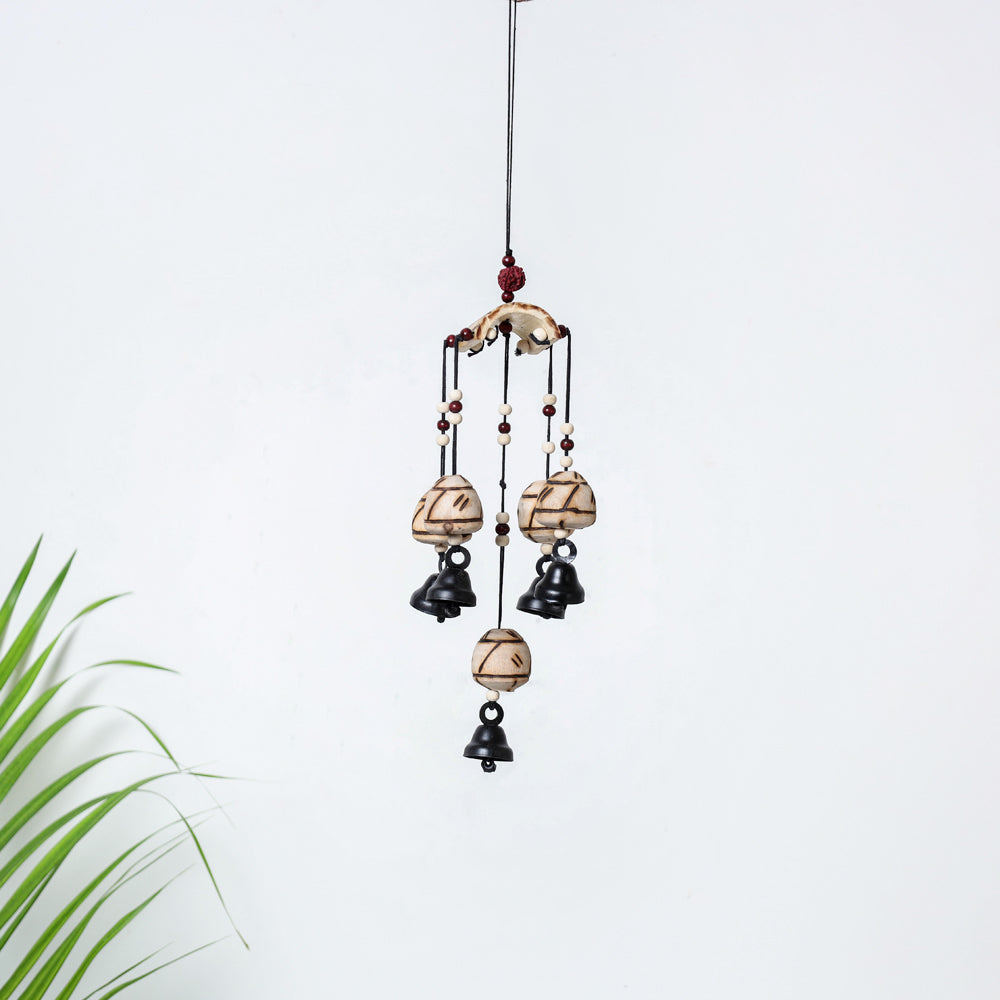 5 Bells - Hand Carved Khamhar Wood Wind Chimes