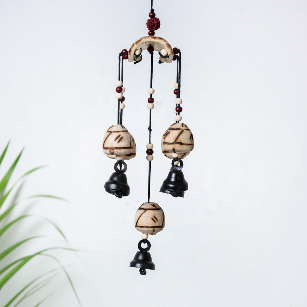 5 Bells - Hand Carved Khamhar Wood Wind Chimes