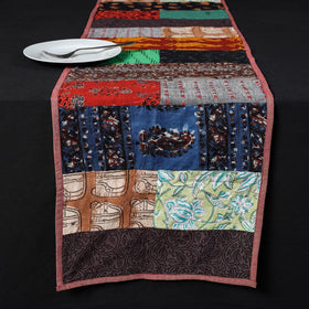 Multicolor Block Printed Patchwork Cotton Table Runner