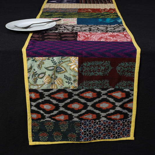 Block Printed Patchwork Cotton Table Runner
