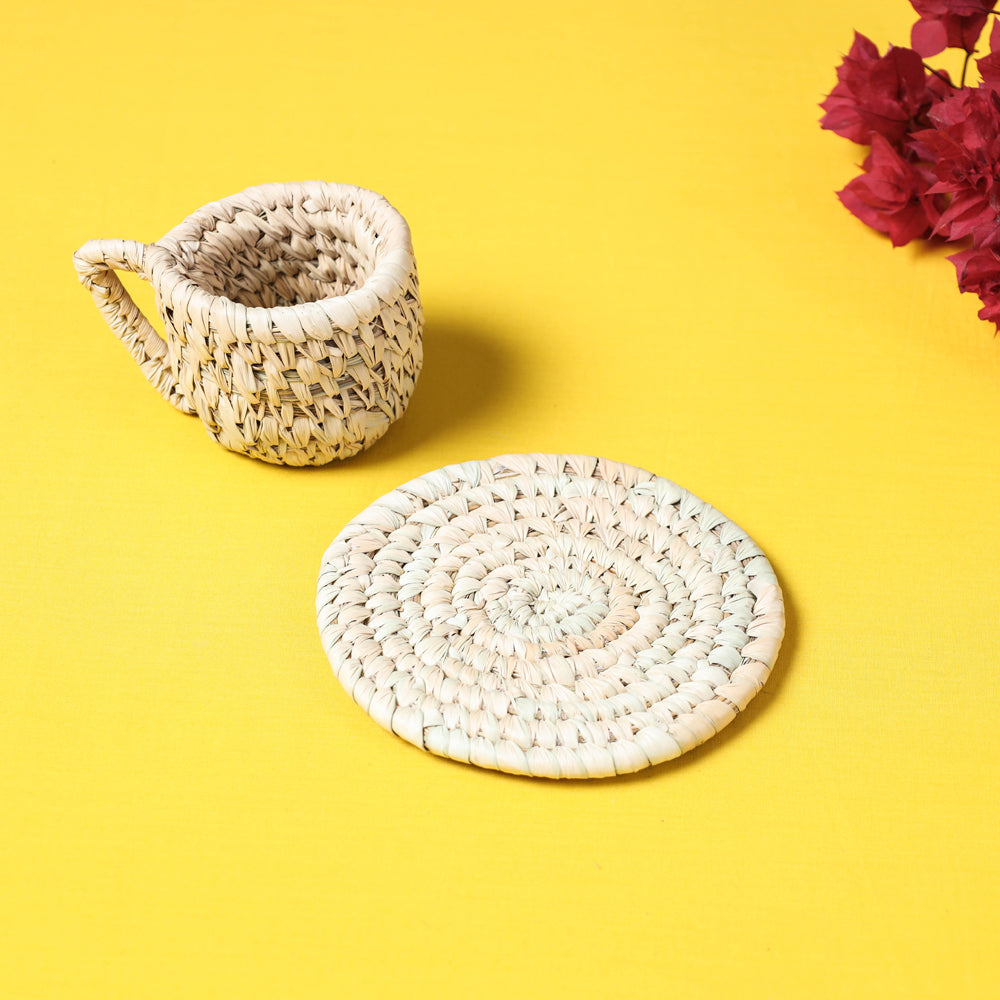 खजुरी Handmade Multipurpose Date-Palm Leaves Decor Cup Plate