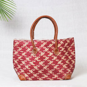 Pink Kadam Haat Handmade Sitalpati Basket Bag Small (Red)