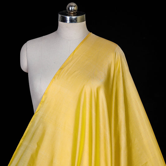 Bright Yellow - Pre Washed Plain Pure Silk Fabric (Width - 42 in)