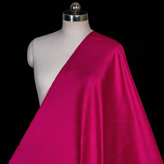 Hot Pink - Pre Washed Pure Handloom Plain Raw Silk Fabric (Width - 43 in)
