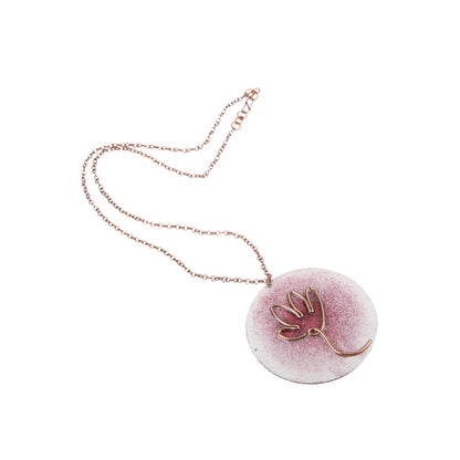 Lotus Bloom Pink Pendent in Copper Enamel
