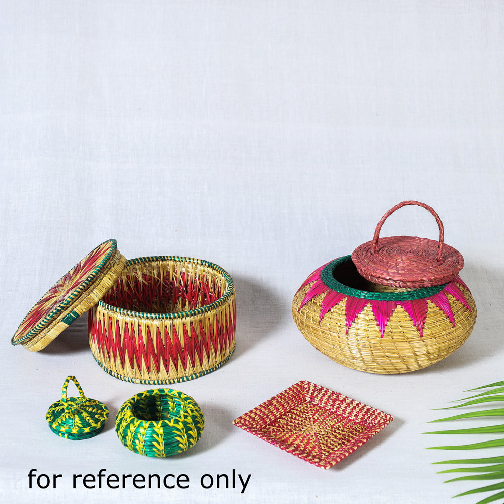  Handmade Sikki Grass Purple Multipurpose Utility Box 