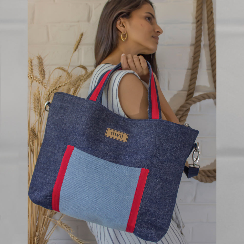 Upcycled Denim Women's Office Tote Bags