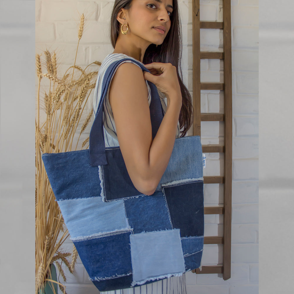Upcycled Denim Patched Tote Bags