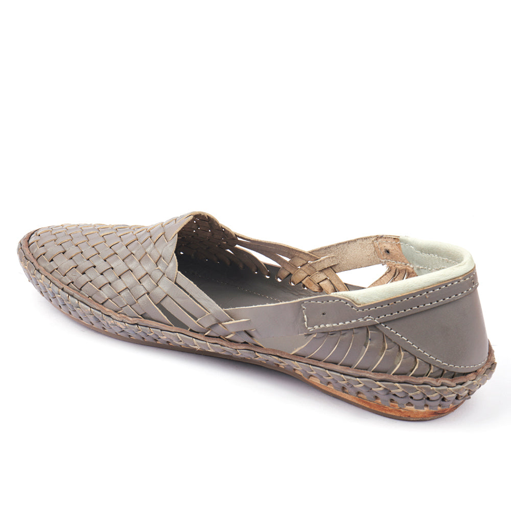 Grey Handstitched Leather Kolhapuri Men Shoes