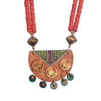 Butterflies in Greens' Handcrafted Tribal Dhokra Necklace