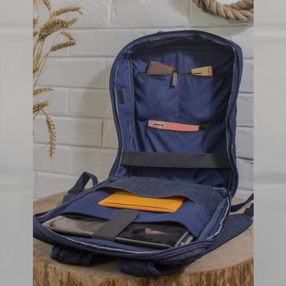 Upcycled Denim Unisex Office Travel Backpack Bags