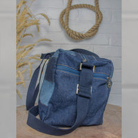 Upcycled Denim Duffle Travel Gym Bag