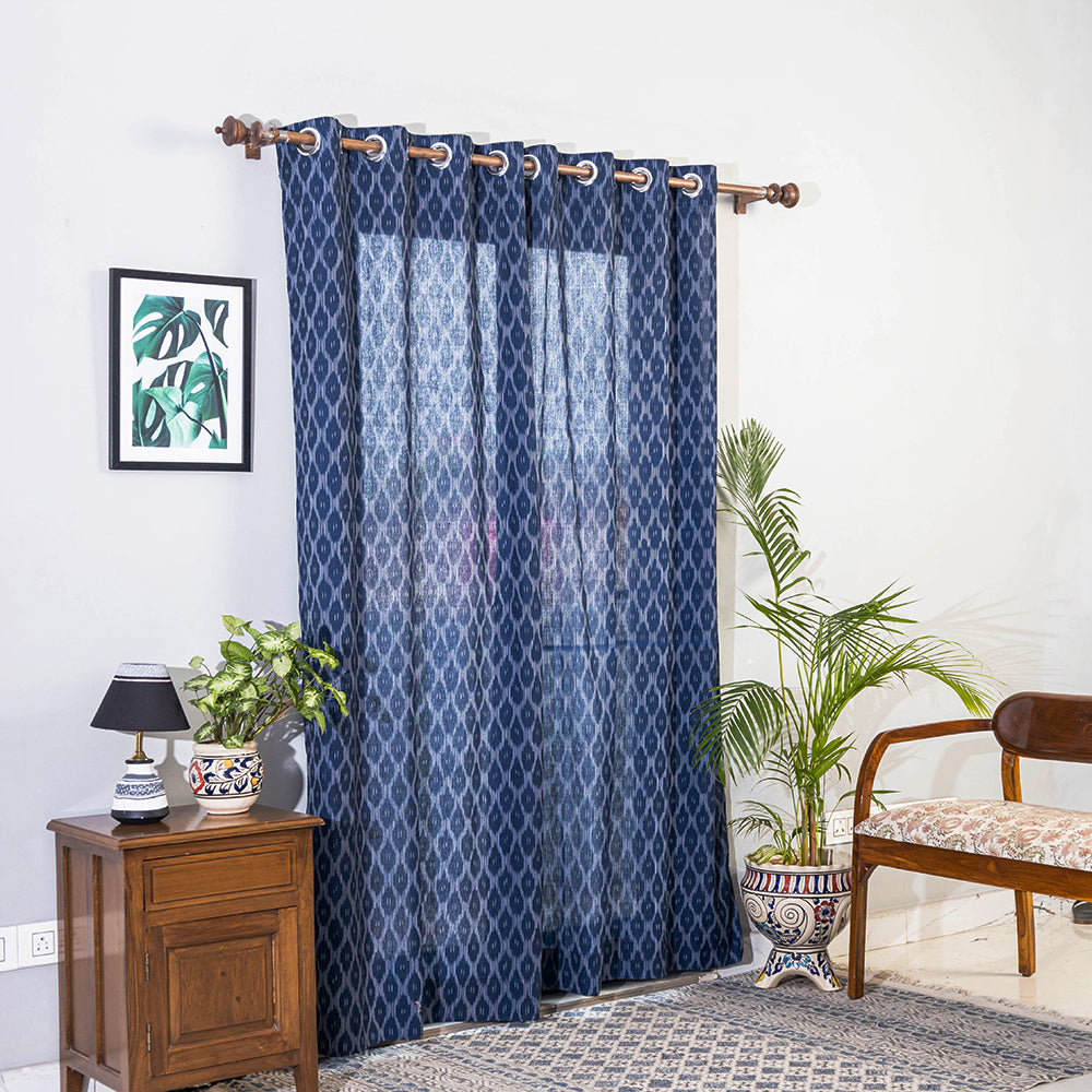 Pochampally Ikat Weave Pure Cotton Fabric Door Curtain (7 x 3 Feet) (single piece)