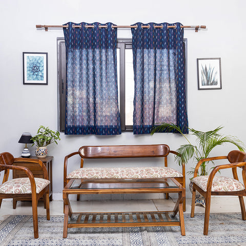 Pochampally Ikat Weave Pure Cotton Fabric Window Curtain (5 x 3 Feet) (single piece)